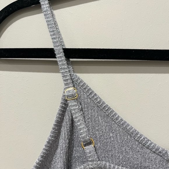 Open Edit Gray Ribbed Crop Top - Picture 4 of 5